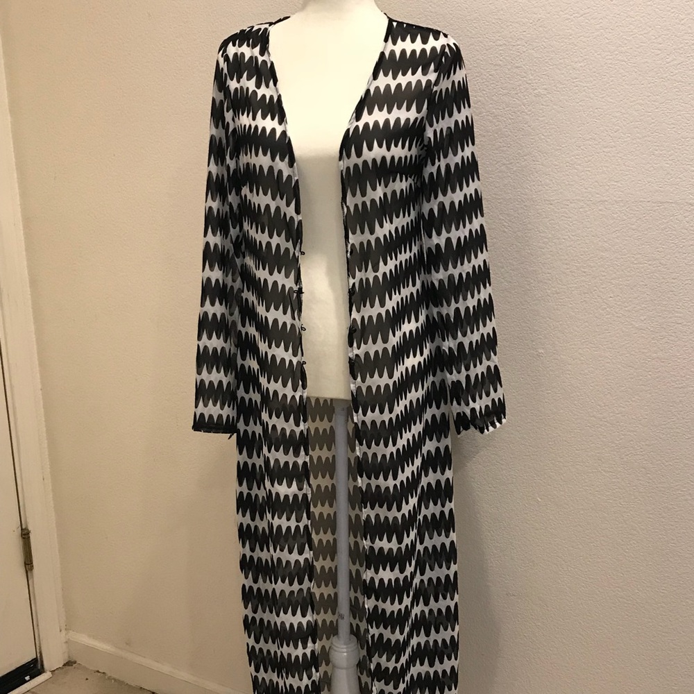 Black and white swimsuit cover up